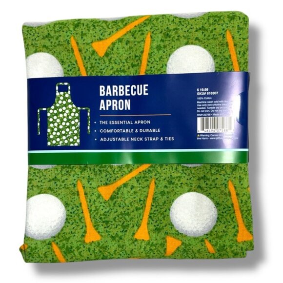 Barbecue Apron Golf Theme Adjustable Cotton Green Unisex Adult Men One Size NEW - Picture 4 of 16